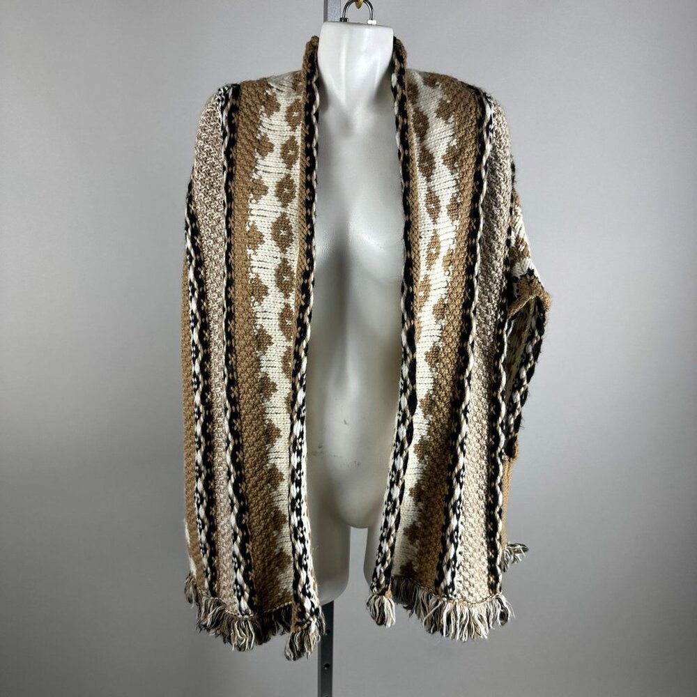 Cocogio Alpaca Blend Poncho Cardigan Sweater Aztec Western Boho One Size NWT - Picture 2 of 7